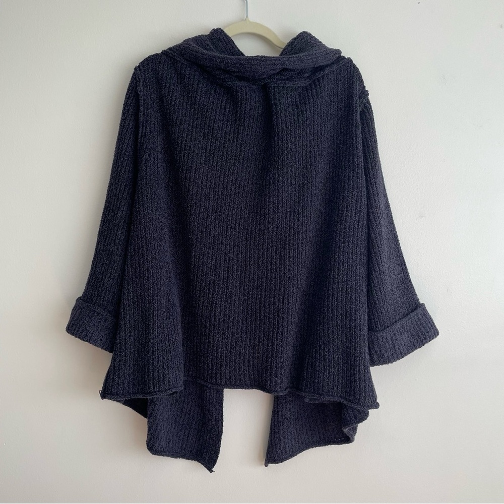 Free people Low tide cardigan navy blue knit sweater open slouchy extra small S - Picture 3 of 13